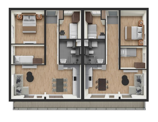 4 apartments
